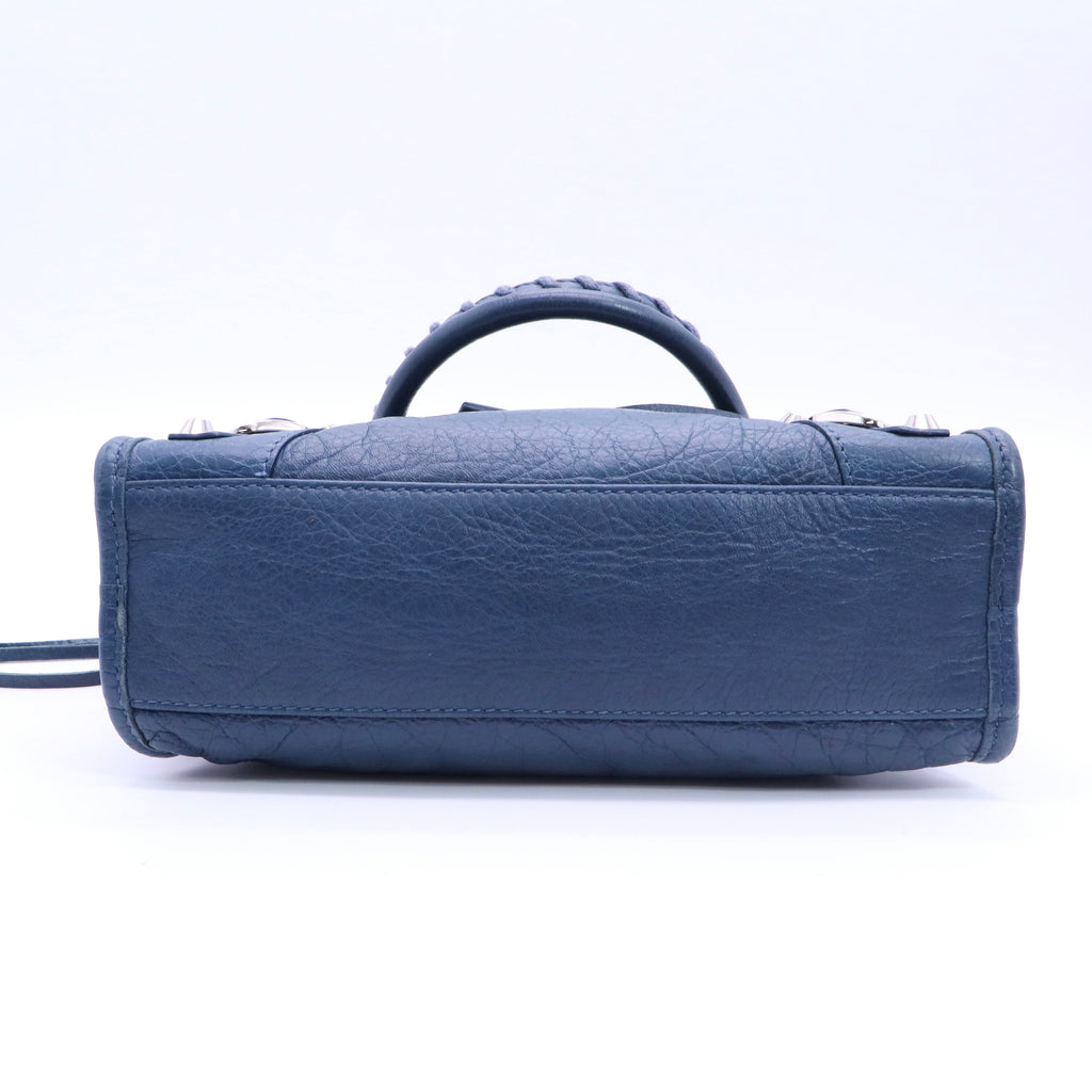 Blue Leather Mini Classic City Bag twins