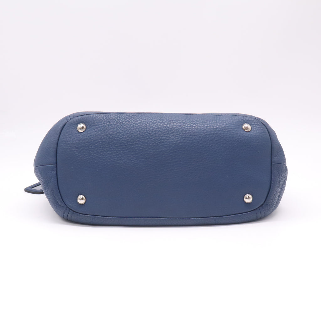 Prada Vitello Phenix Leather Hobo Shoulder Bag Blue (Baltico) B23007