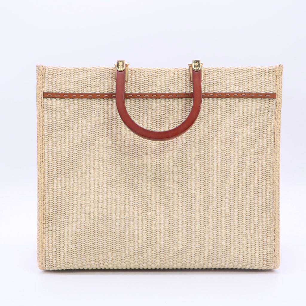 Sunshine Medium Raffia Tote Bag twins
