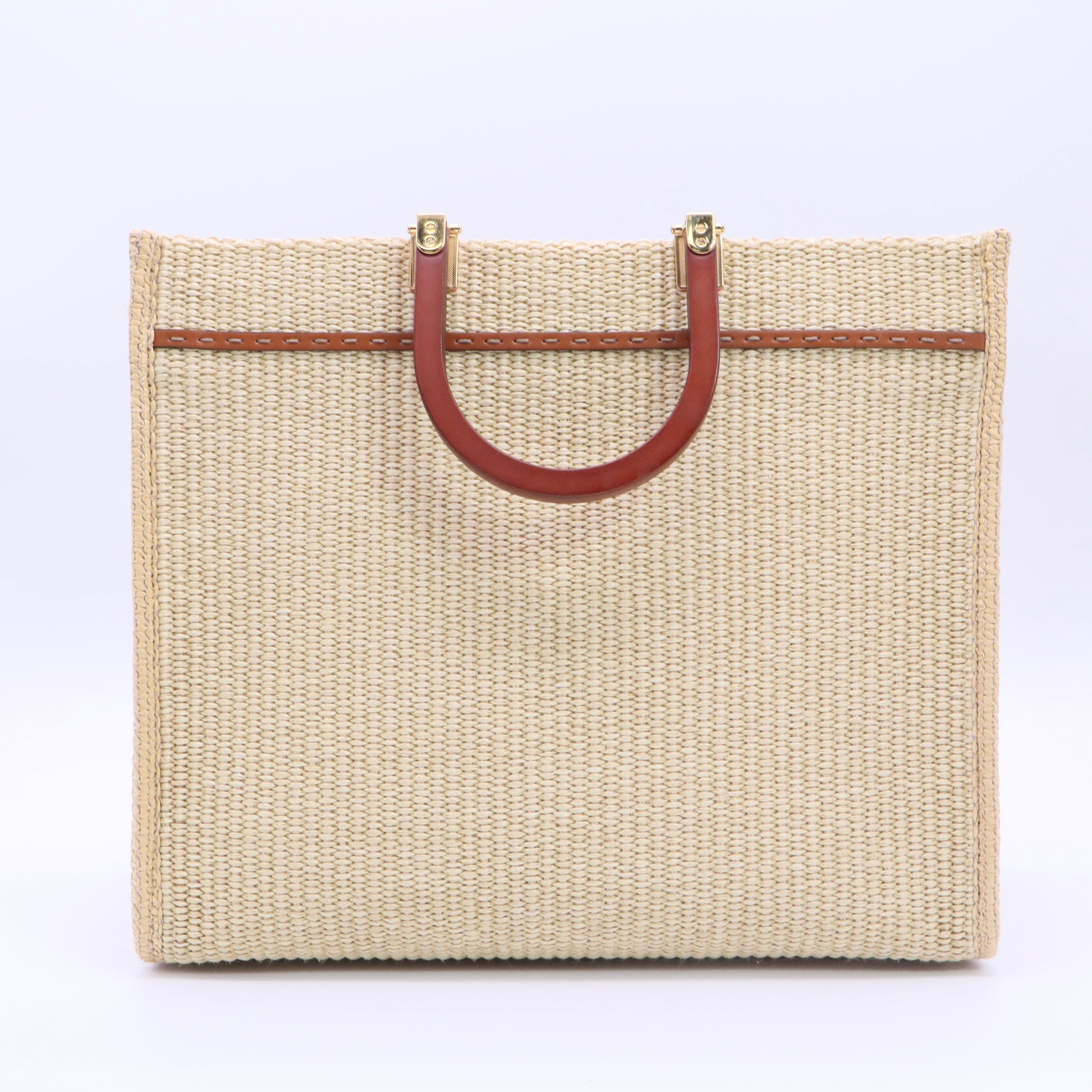 Sunshine Medium Raffia Tote Bag twins