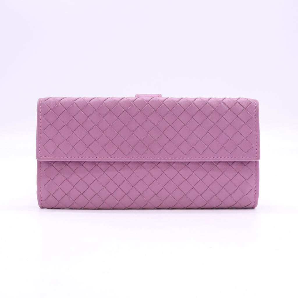 Bottega Veneta Nappa Intrecciato Continental Flap Wallet Lilac W23455