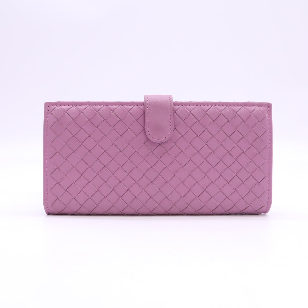 Bottega Veneta Nappa Intrecciato Continental Flap Wallet Lilac W23455