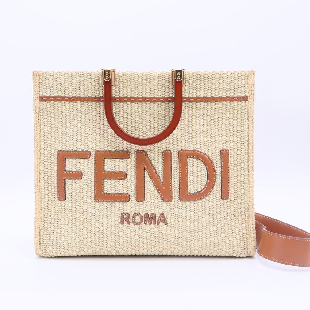 Sunshine Medium Raffia Tote Bag twins