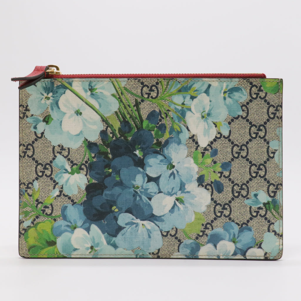 Multicolor GG Supreme Canvas and Suede Blooms Print Pouch