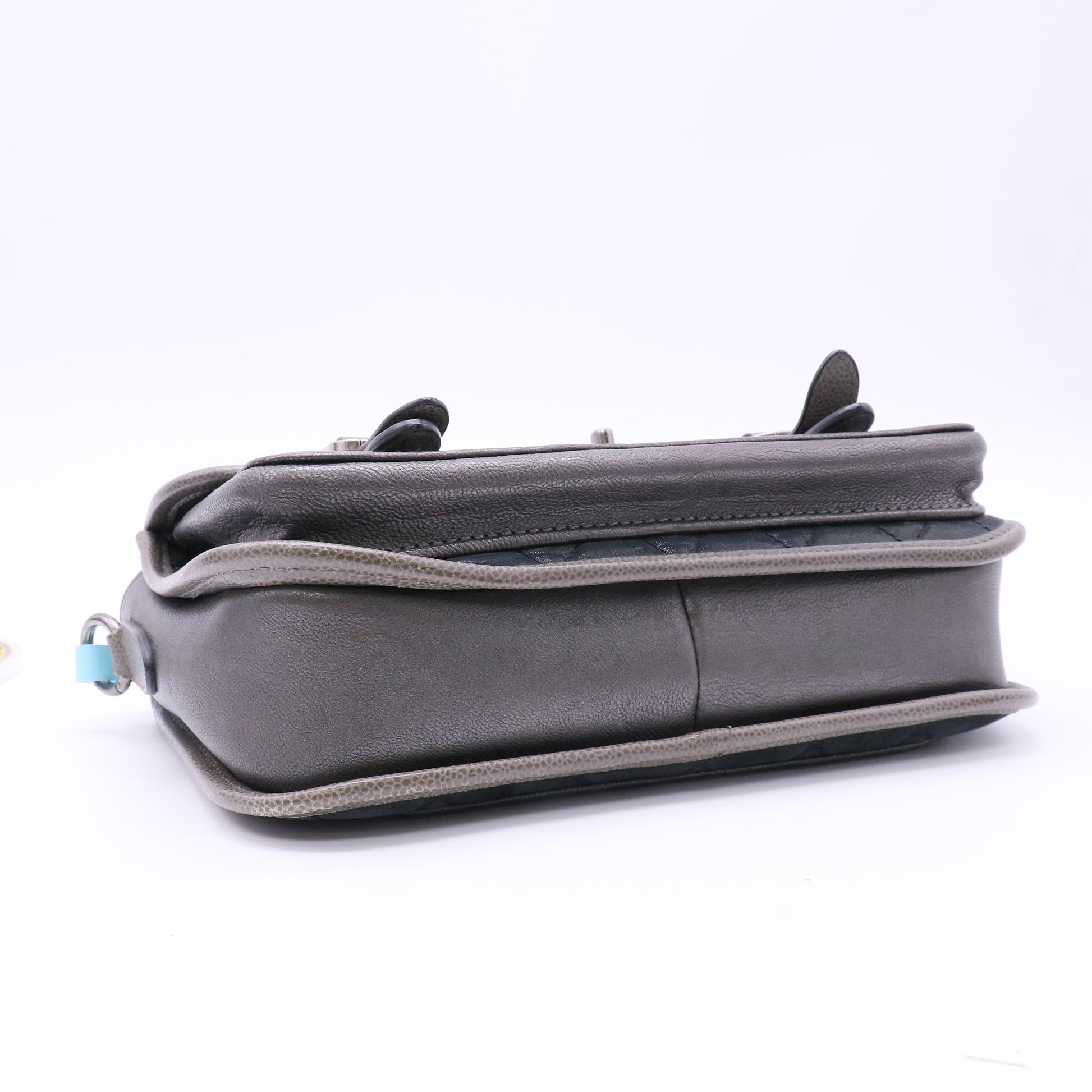 Grey Iridescent Calfskin Back To School Messenger Flap Bag Twins LDJ4798