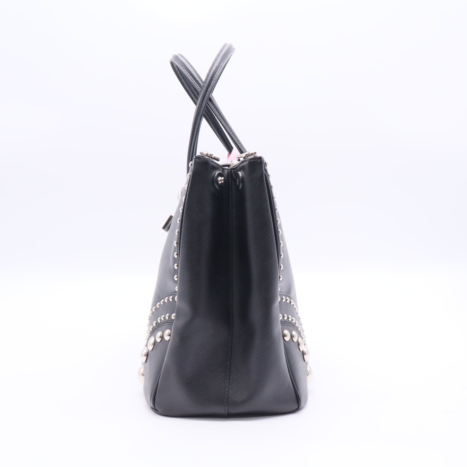 Turnlock Double Zip Tote Studded Saffiano Leather Medium Twins LDJ2577