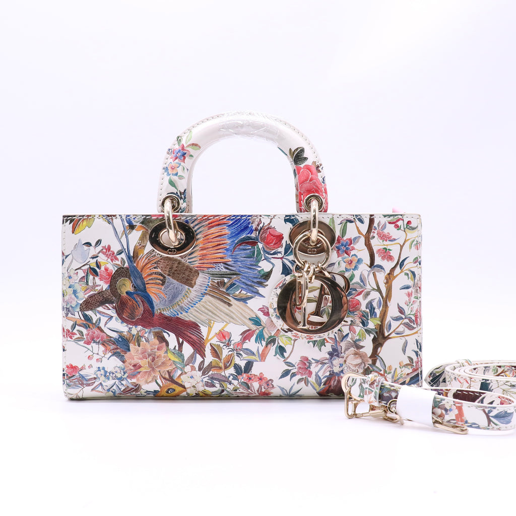 Lady D-Joy Bag Printed Leather and Beaded Embroidery Medium Twins LDJ4797