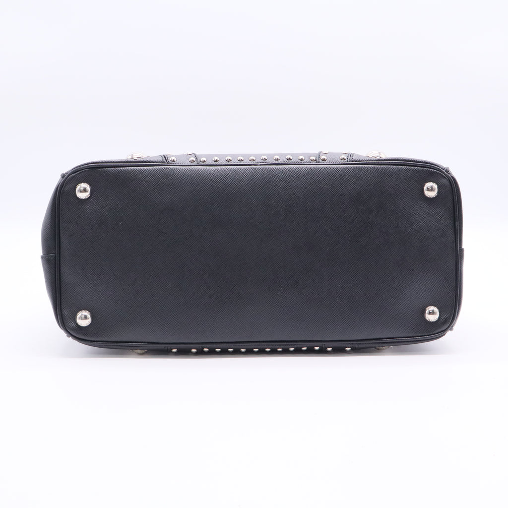 Turnlock Double Zip Tote Studded Saffiano Leather Medium Twins LDJ2577