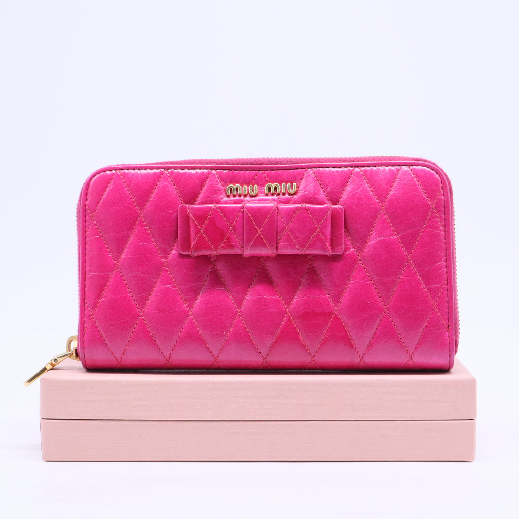 Matelassé Leather Wallet with Bow W20535