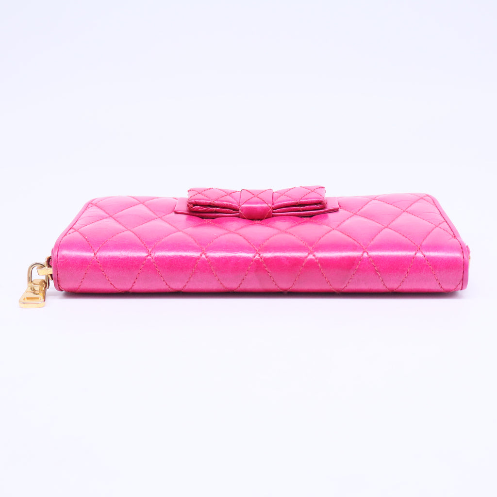 Matelassé Leather Wallet with Bow W20535