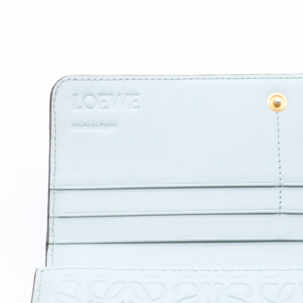 Calfskin Anagram Embossed Continental Wallet Pastel Blue