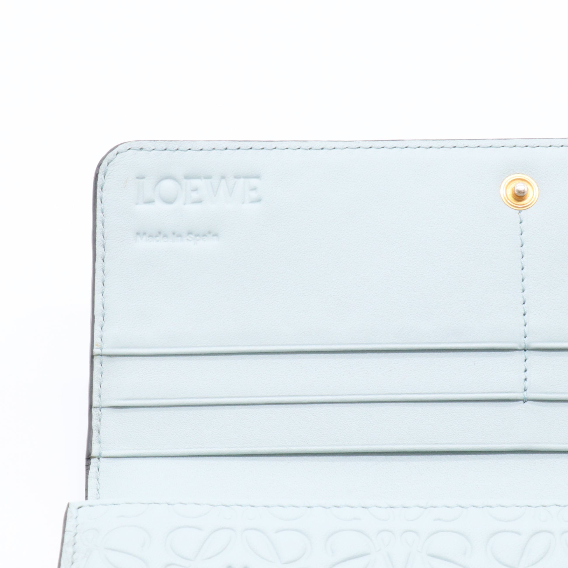 Calfskin Anagram Embossed Continental Wallet Pastel Blue