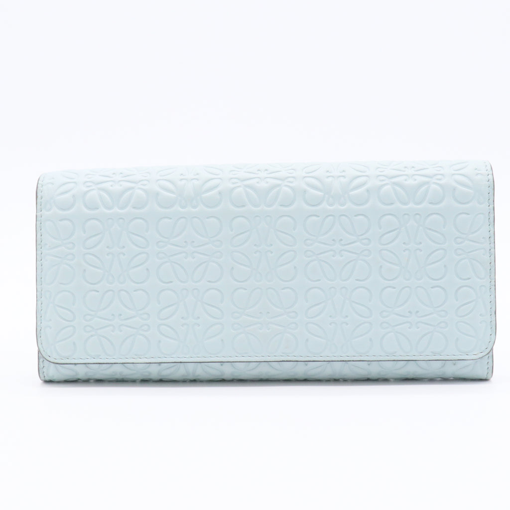 Calfskin Anagram Embossed Continental Wallet Pastel Blue