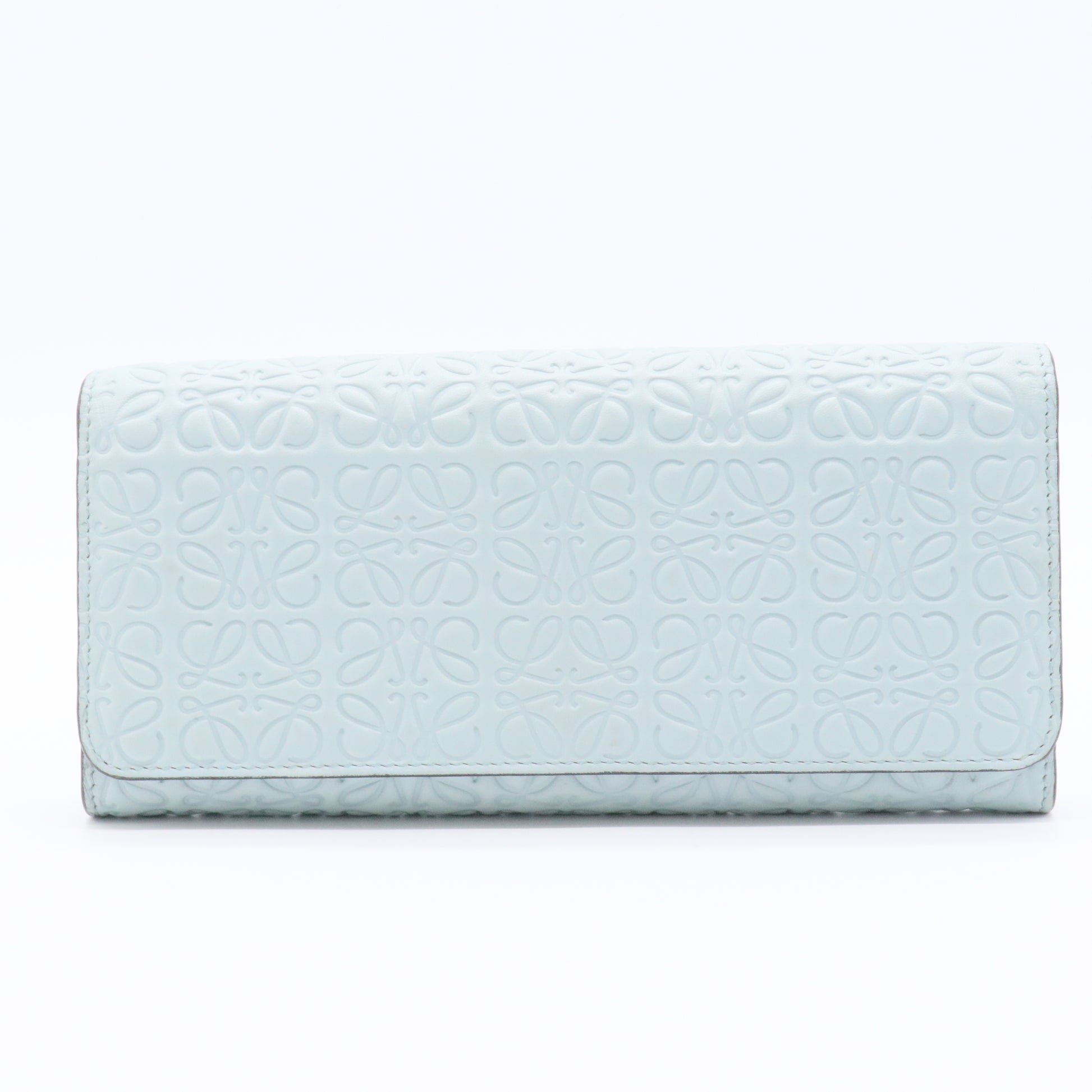 Calfskin Anagram Embossed Continental Wallet Pastel Blue
