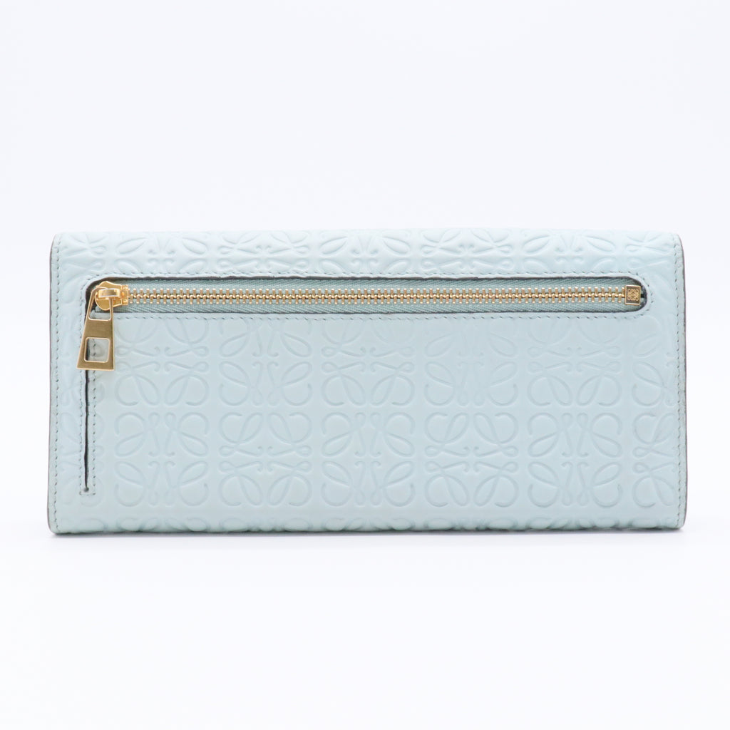 Calfskin Anagram Embossed Continental Wallet Pastel Blue