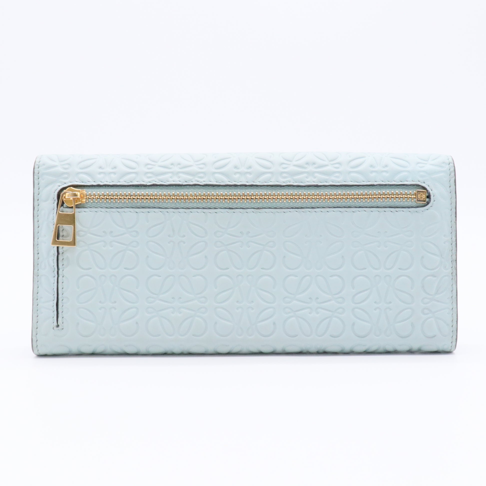 Calfskin Anagram Embossed Continental Wallet Pastel Blue