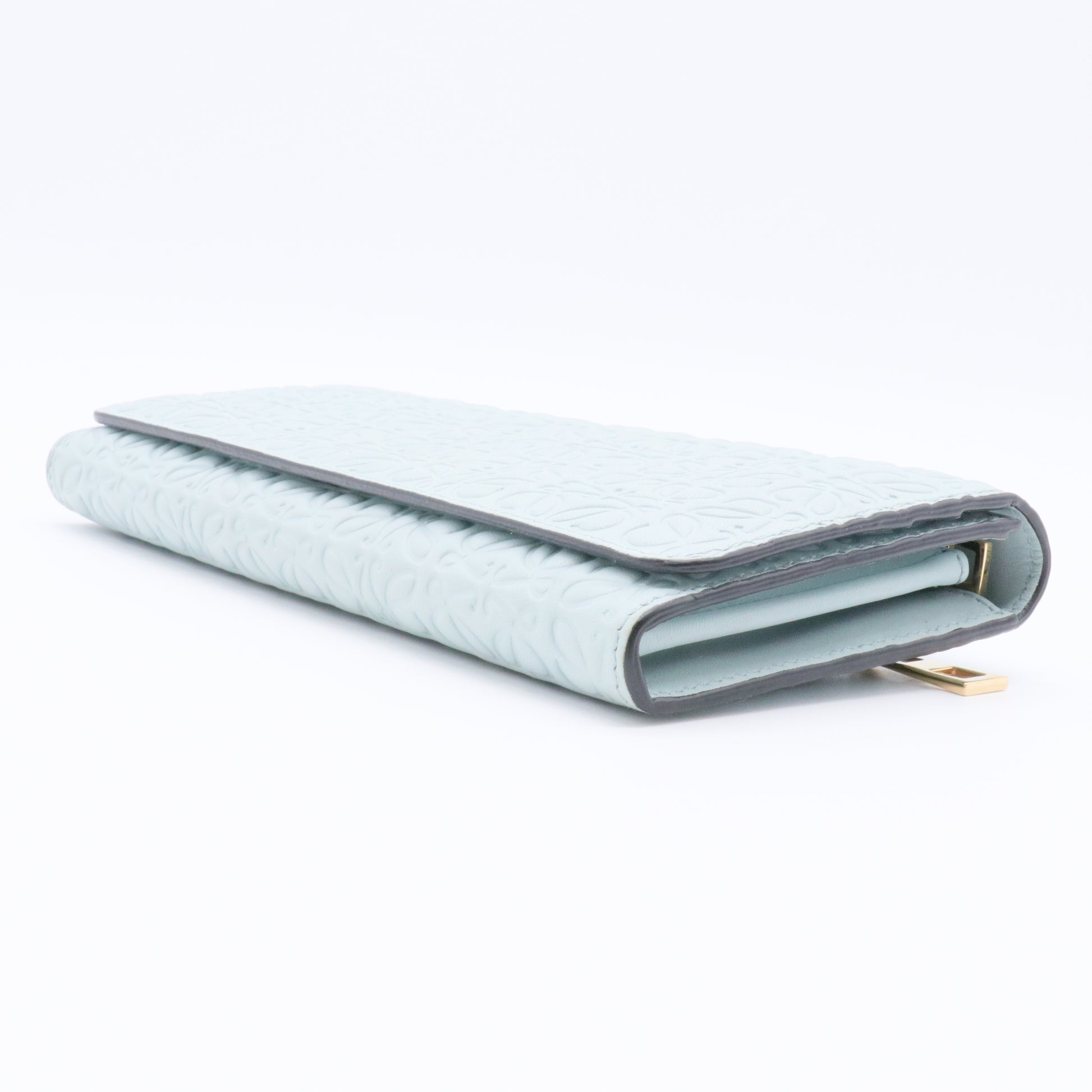 Calfskin Anagram Embossed Continental Wallet Pastel Blue
