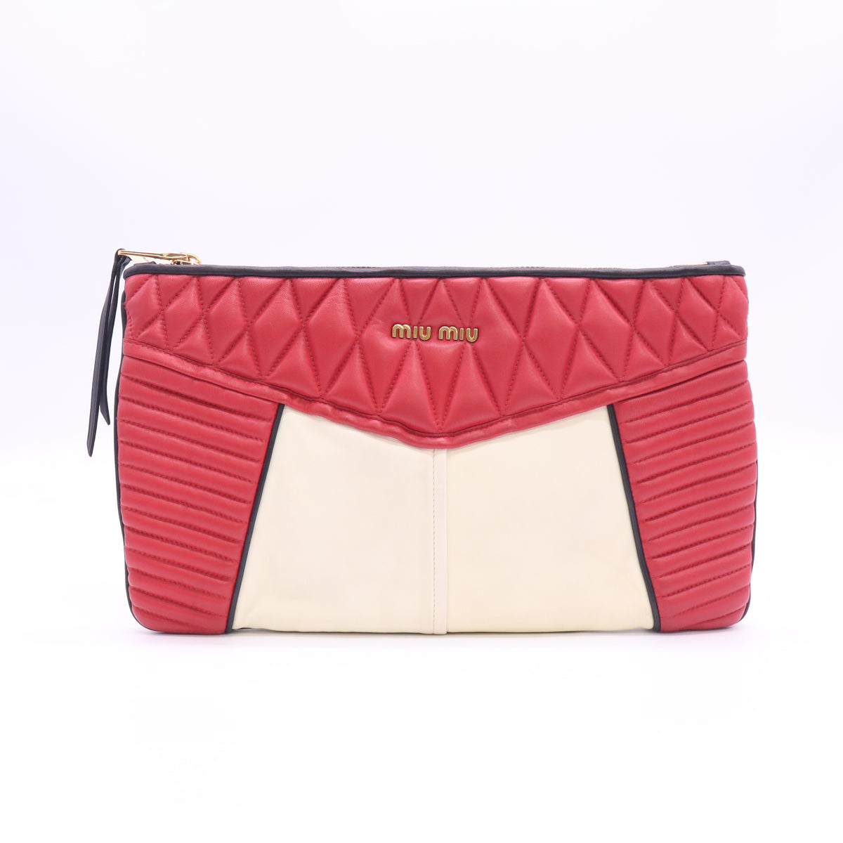 Miu Miu Biker Matelassé Biker Zip Clutch W23415