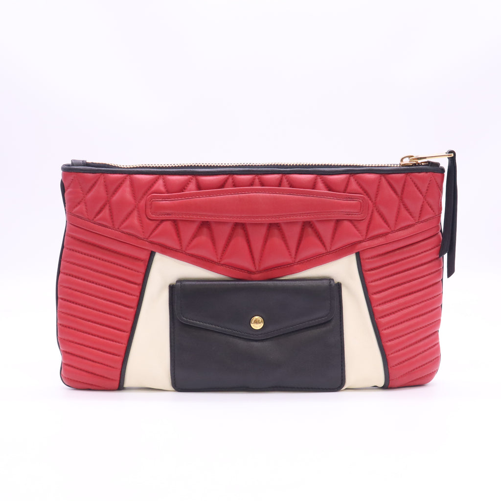 Miu Miu Biker Matelassé Biker Zip Clutch W23415