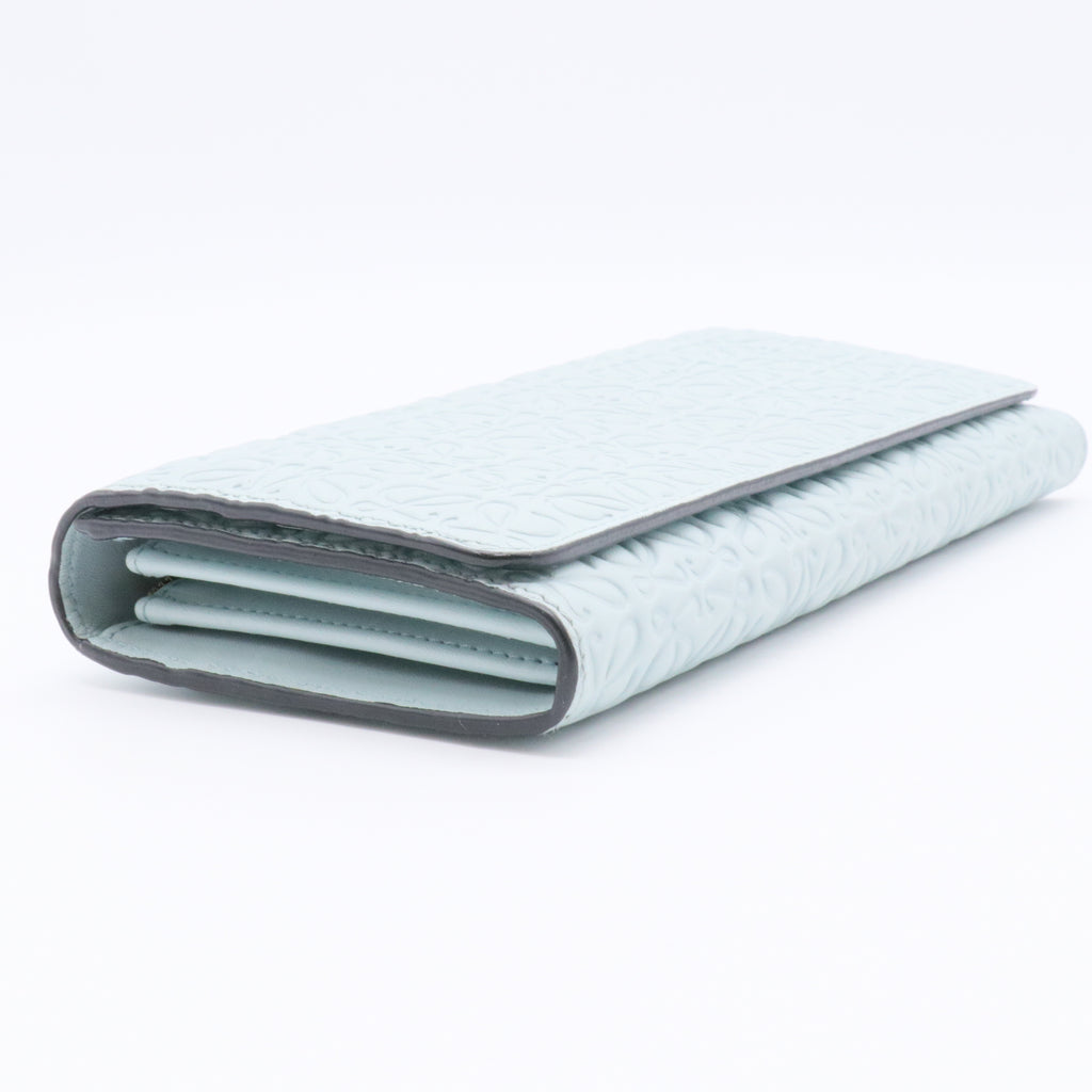 Calfskin Anagram Embossed Continental Wallet Pastel Blue