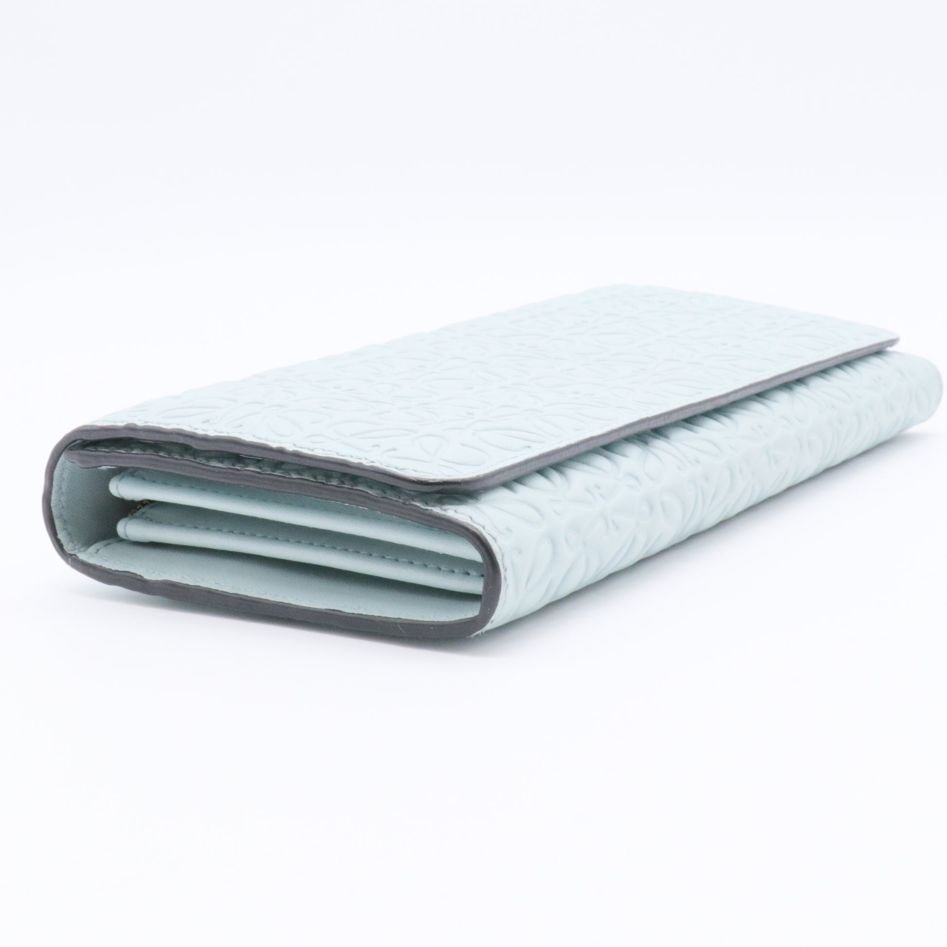 Calfskin Anagram Embossed Continental Wallet Pastel Blue