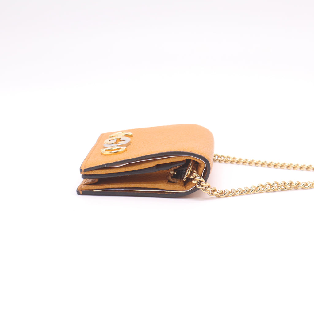 Gucci Zumi Grained Leather Card Case Wallet Mustard Yellow W22423