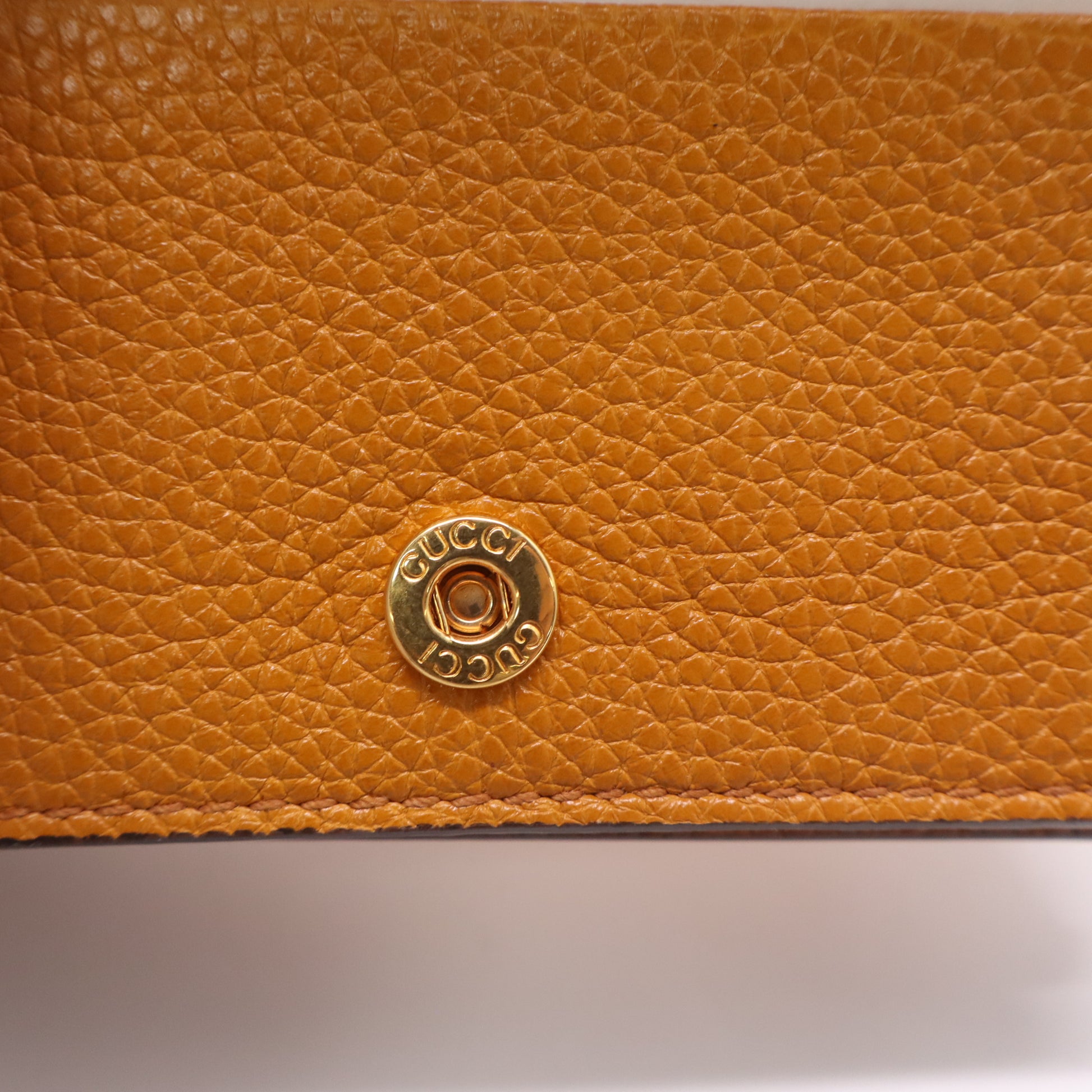 Gucci Zumi Grained Leather Card Case Wallet Mustard Yellow W22423