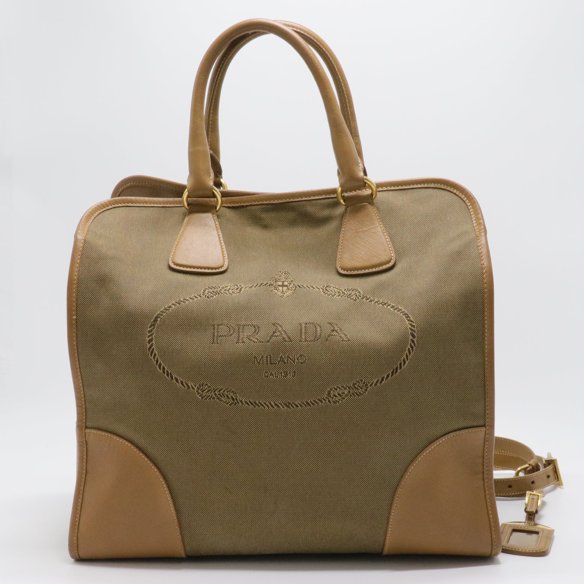 Canapa Embroidered Logo Tote Bag Large Khaki Canvas