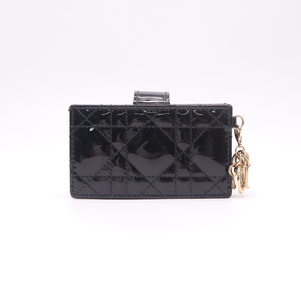 Lady Dior Jasmine 5-Gusset Card Holder Black Patent Cannage Calfskin W22427