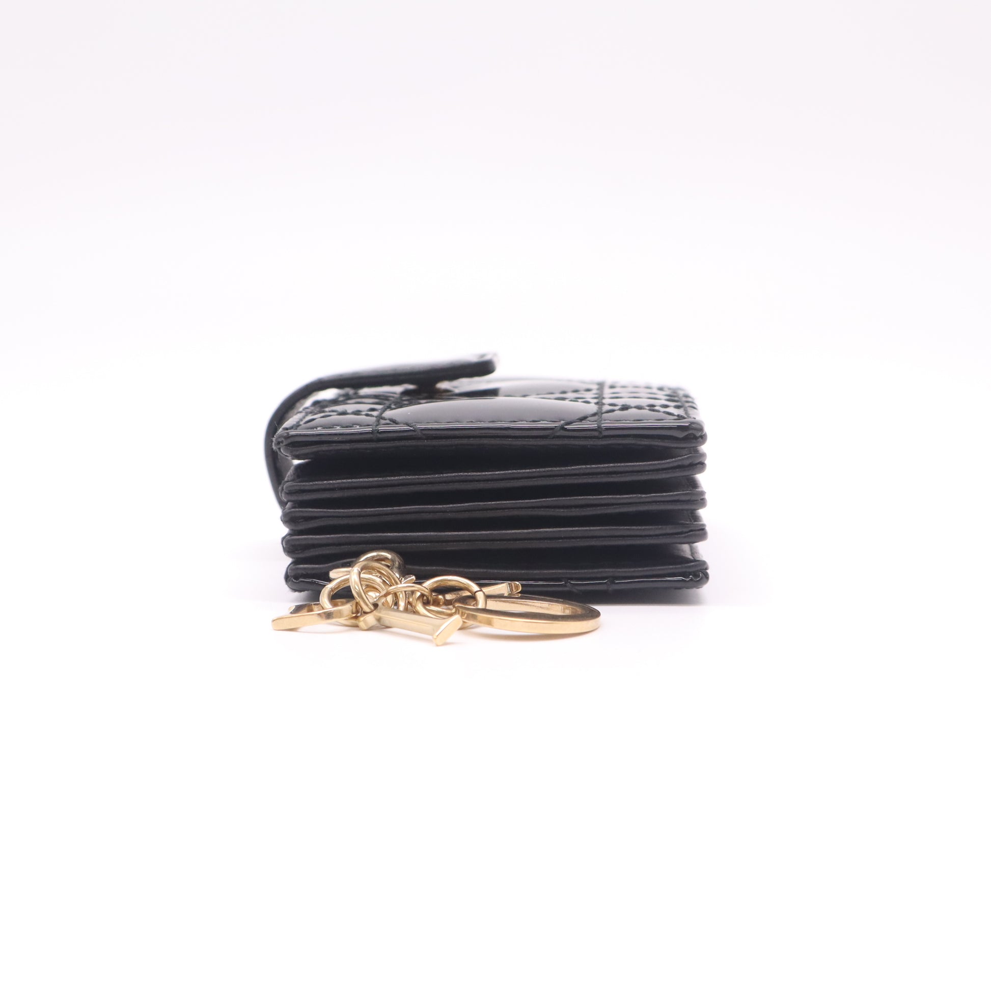 Lady Dior Jasmine 5-Gusset Card Holder Black Patent Cannage Calfskin W22427