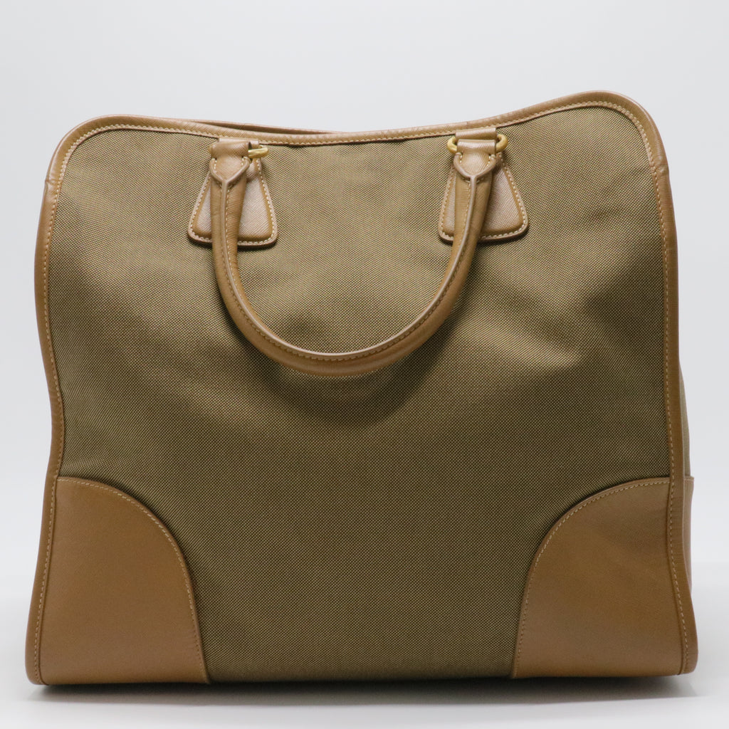 Canapa Embroidered Logo Tote Bag Large Khaki Canvas