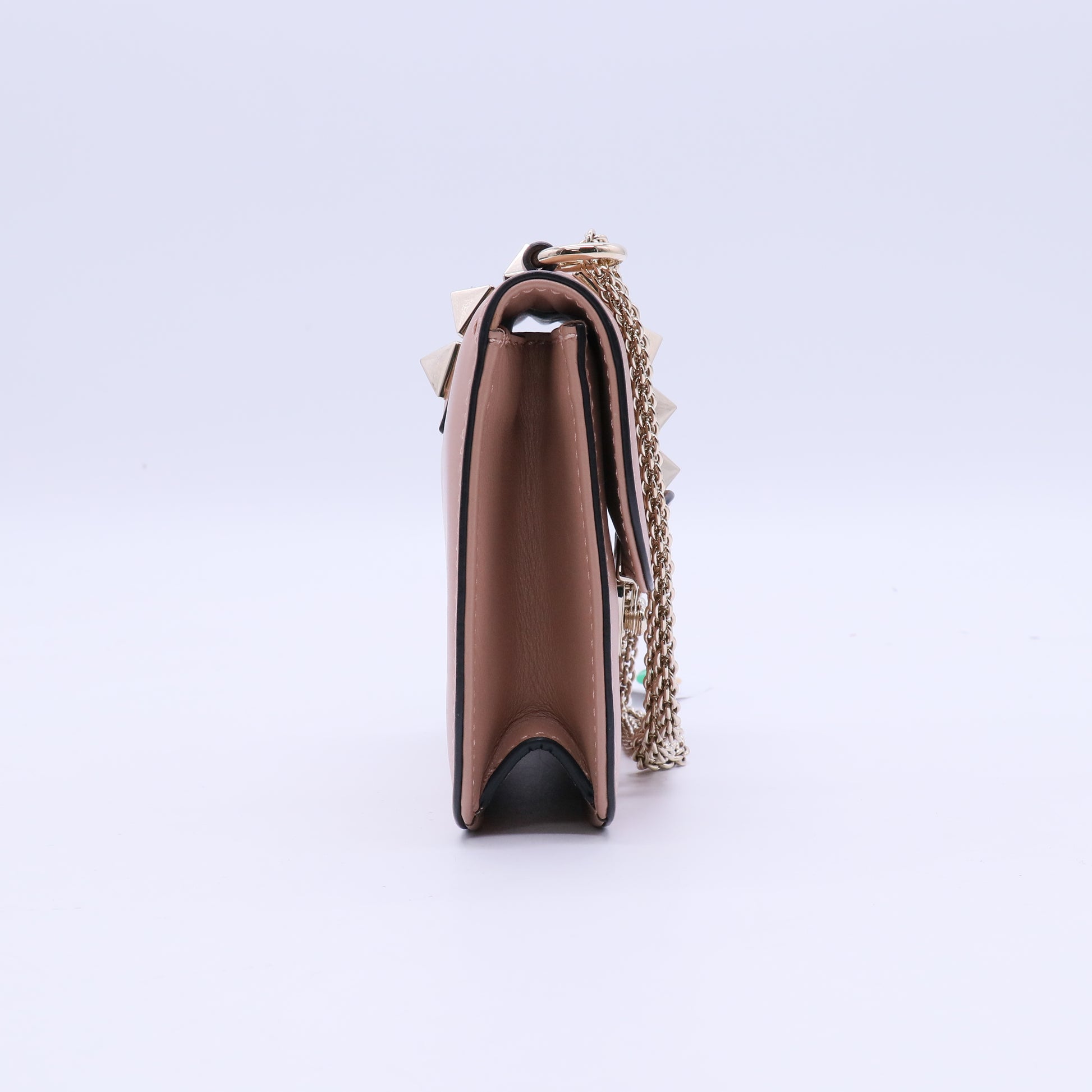 Valentino Garavani Vitello Medium Glam Lock Rockstud Flap Poudre twins B21894