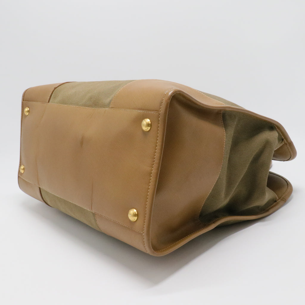 Canapa Embroidered Logo Tote Bag Large Khaki Canvas