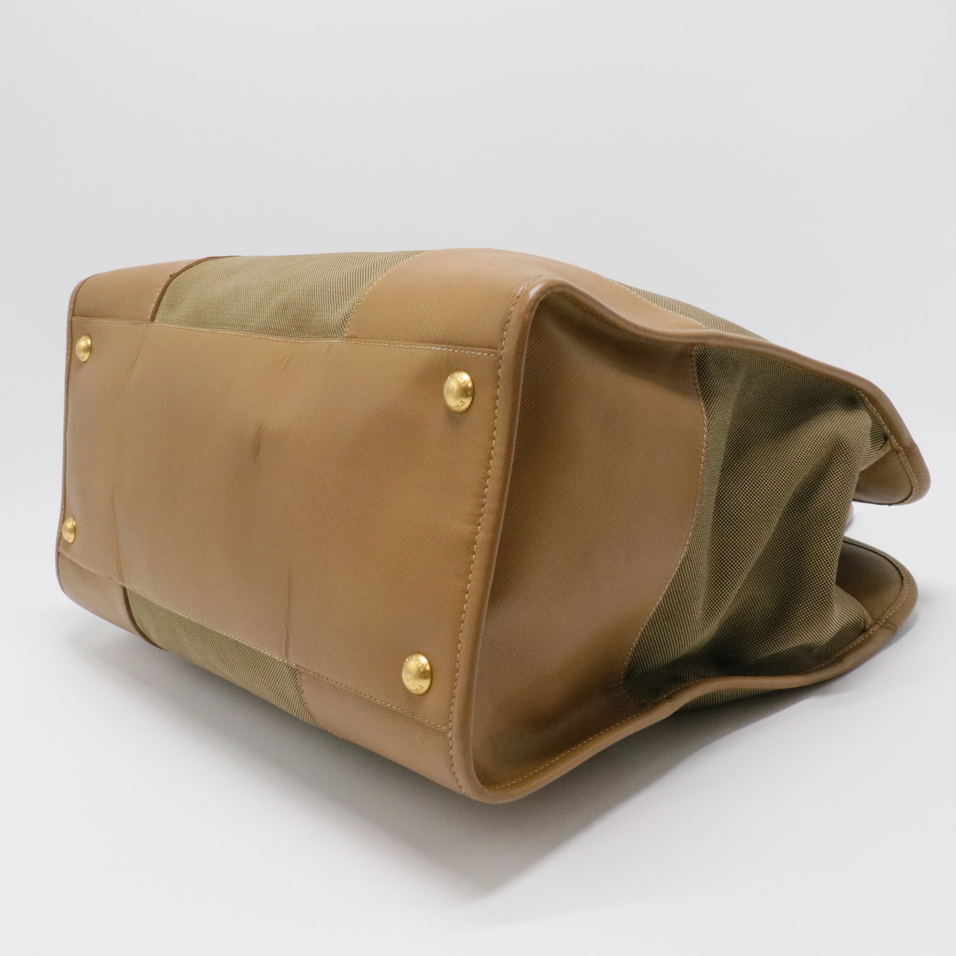 Canapa Embroidered Logo Tote Bag Large Khaki Canvas