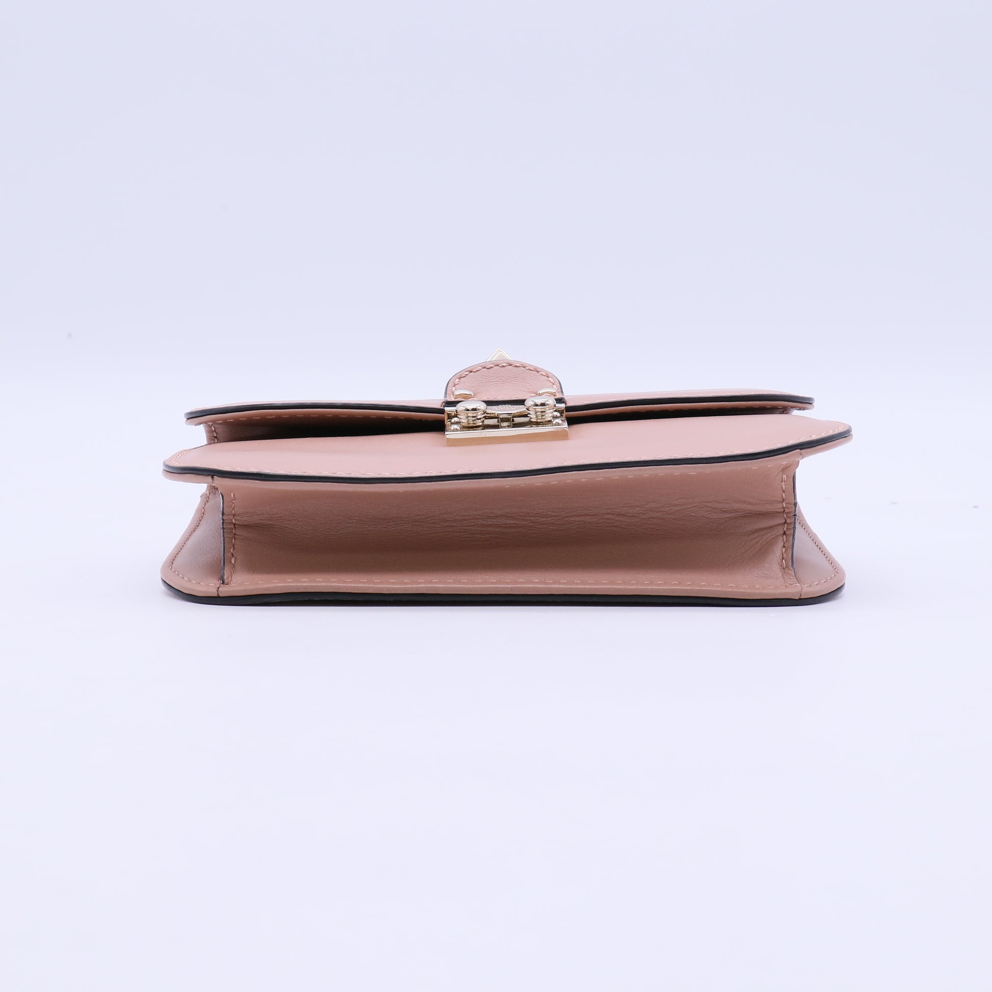 Valentino Garavani Vitello Medium Glam Lock Rockstud Flap Poudre twins B21894
