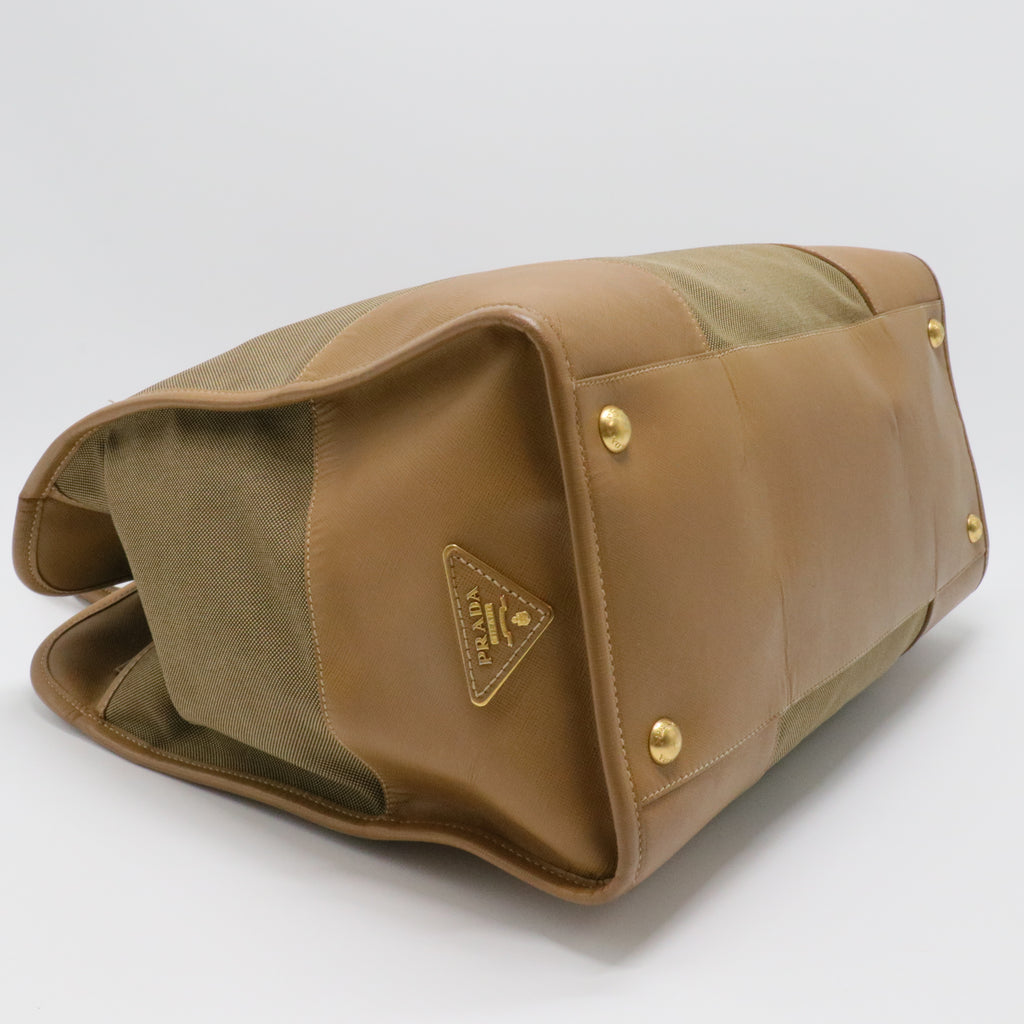 Canapa Embroidered Logo Tote Bag Large Khaki Canvas