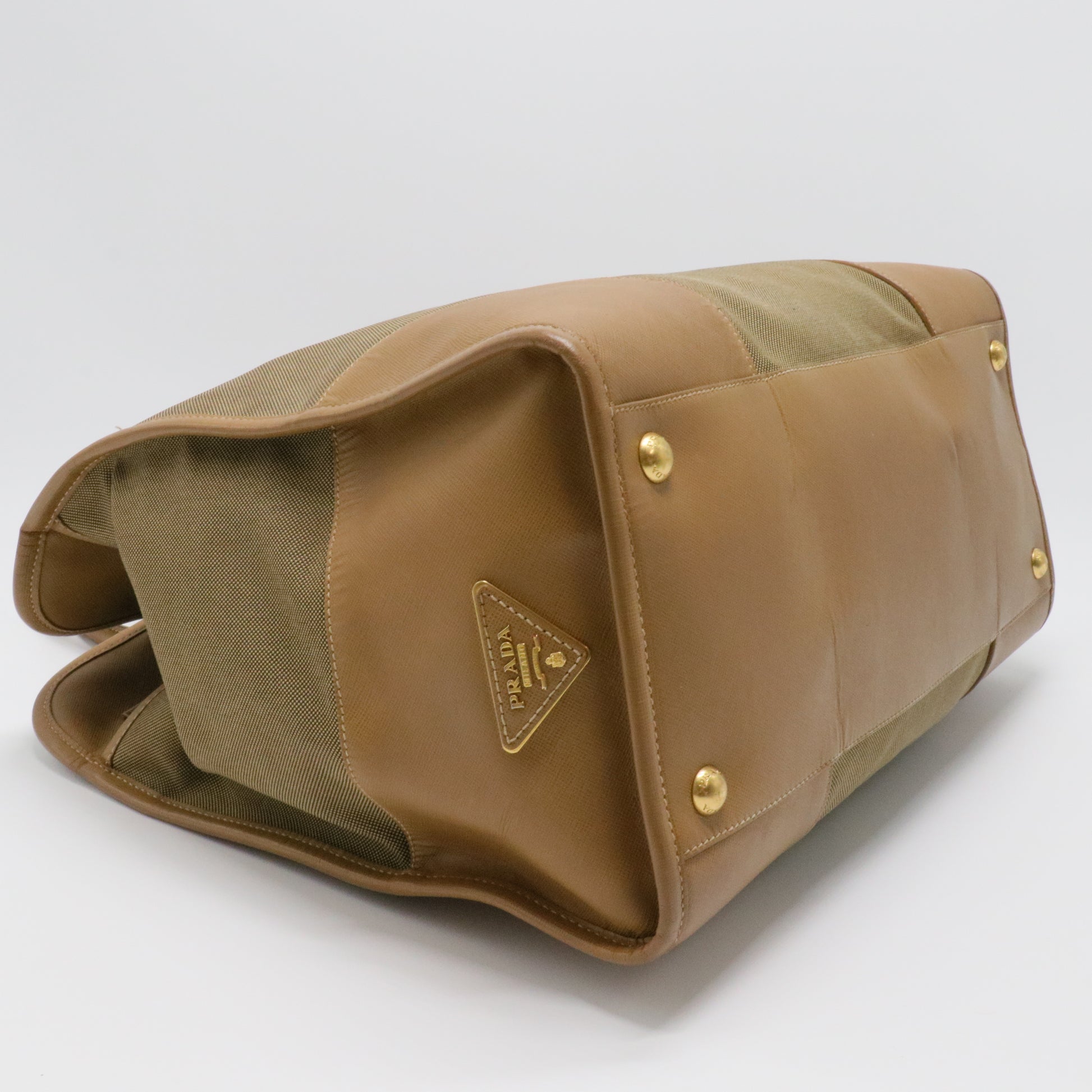 Canapa Embroidered Logo Tote Bag Large Khaki Canvas