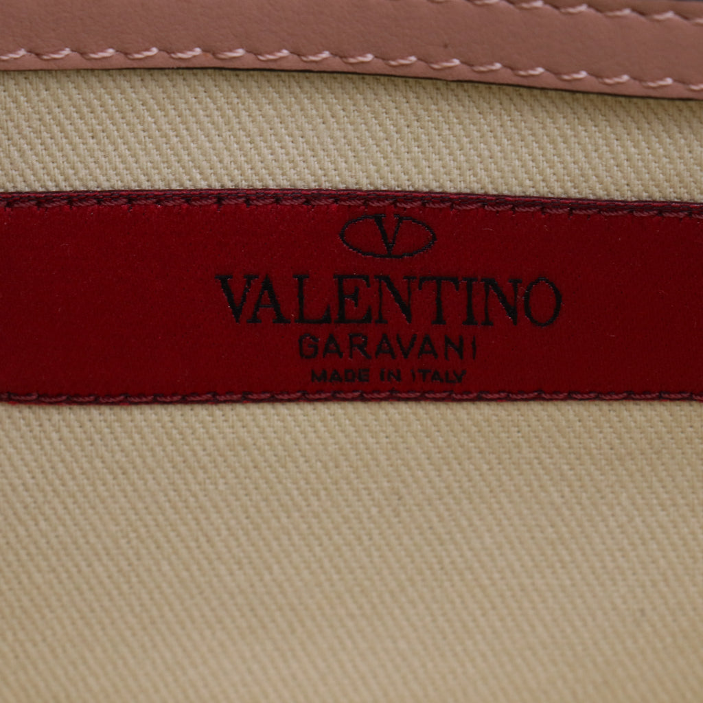 Valentino Garavani Vitello Medium Glam Lock Rockstud Flap Poudre twins B21894