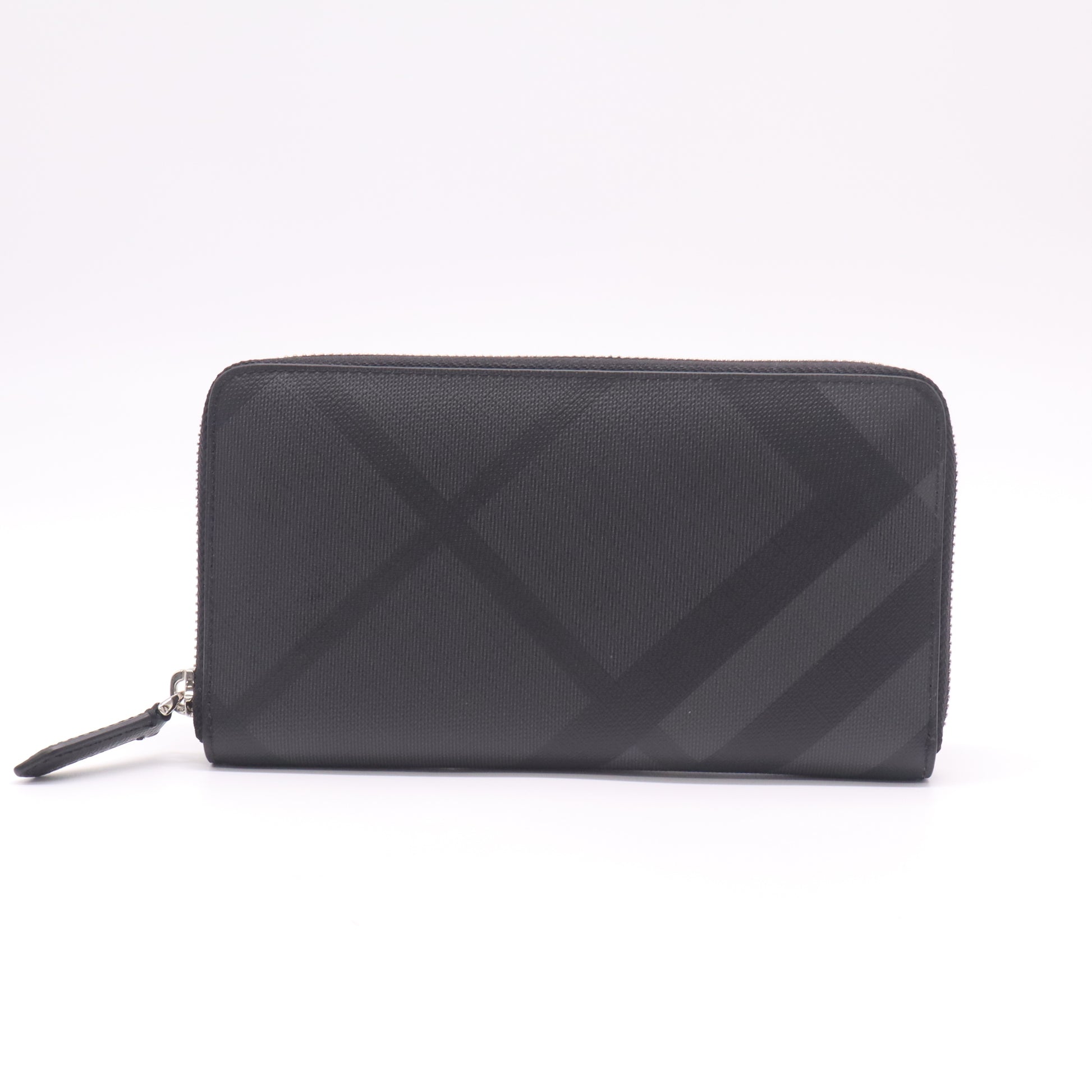 Burberry Charcoal London Check Zip Around Wallet Black W22431