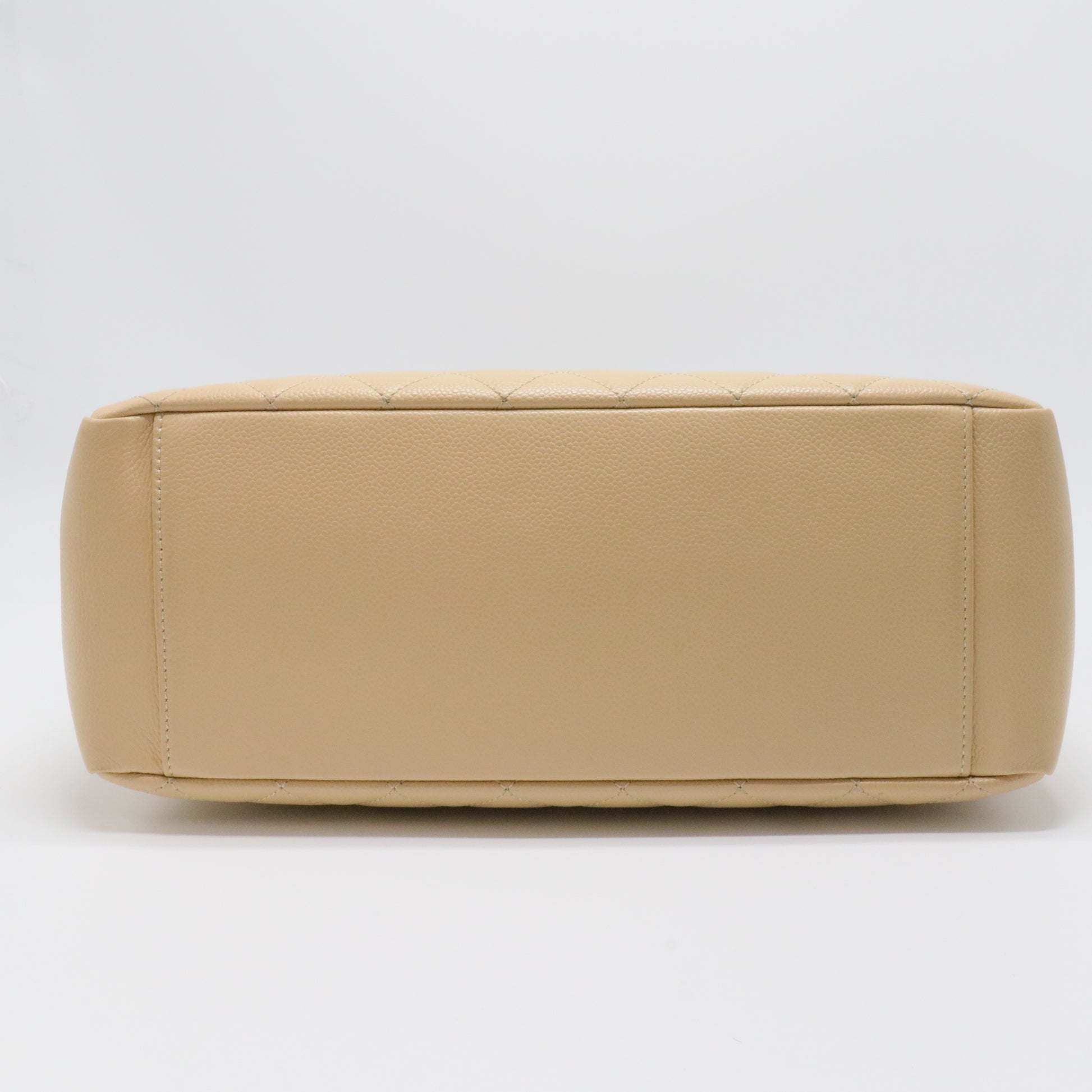 Beige Quilted Caviar Leather Grand Shopping Tote