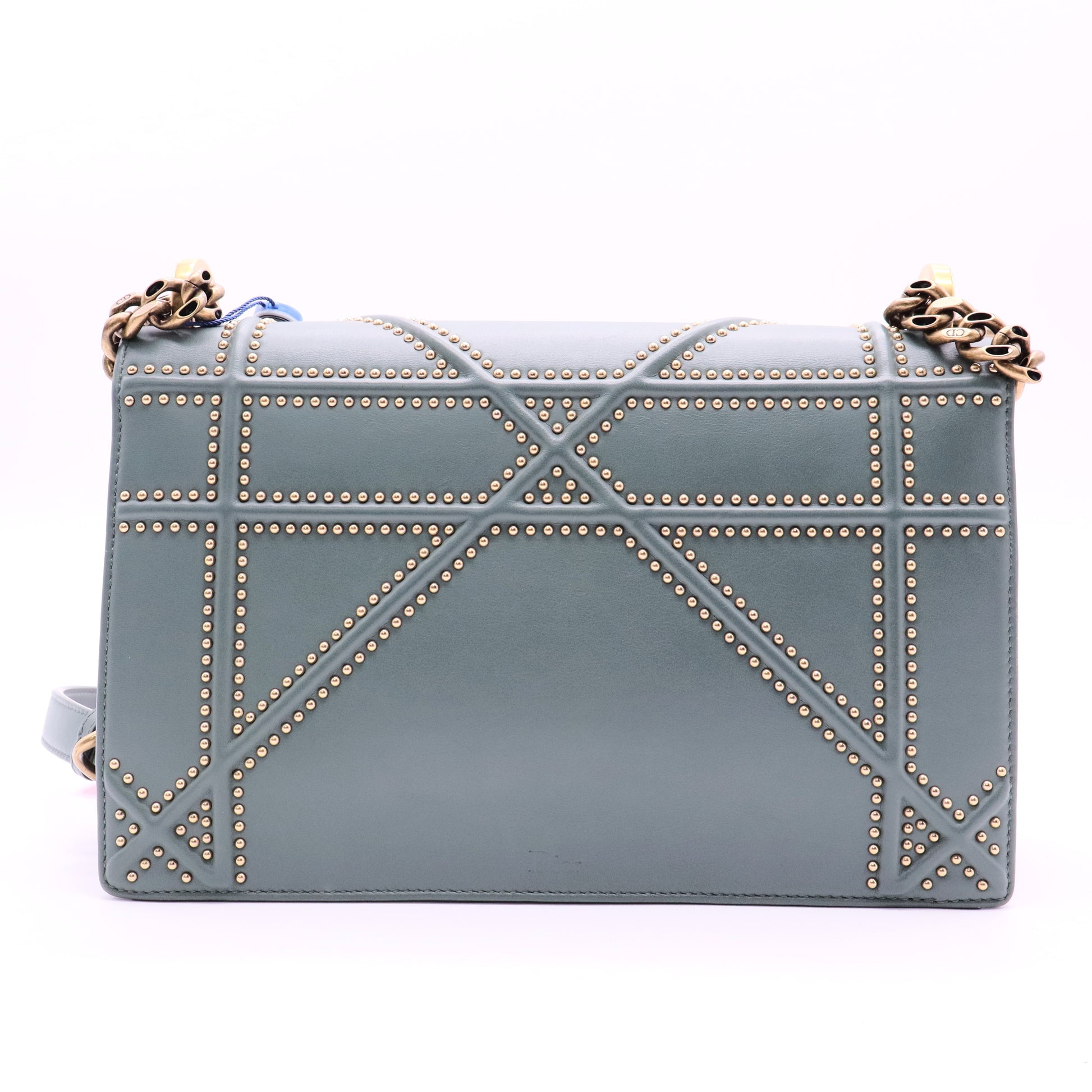 Blue Small Studded Calfskin Diorama Crossbody Twins