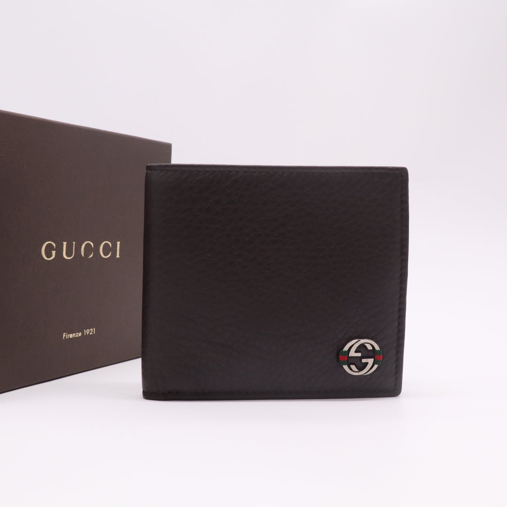 Gucci Dollar Calfskin Web Interlocking G Bi-fold Wallet W22426