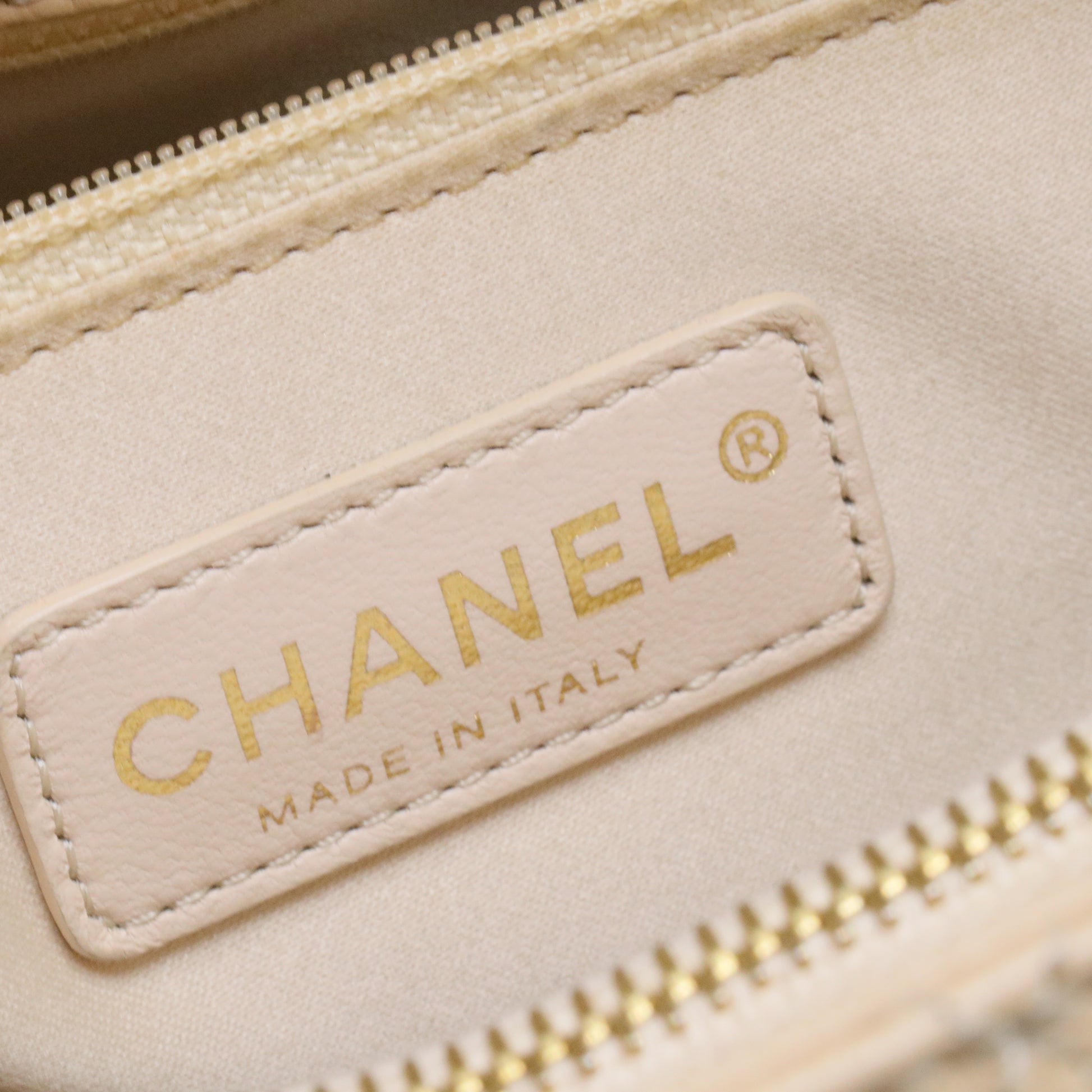 Beige Quilted Caviar Leather Grand Shopping Tote