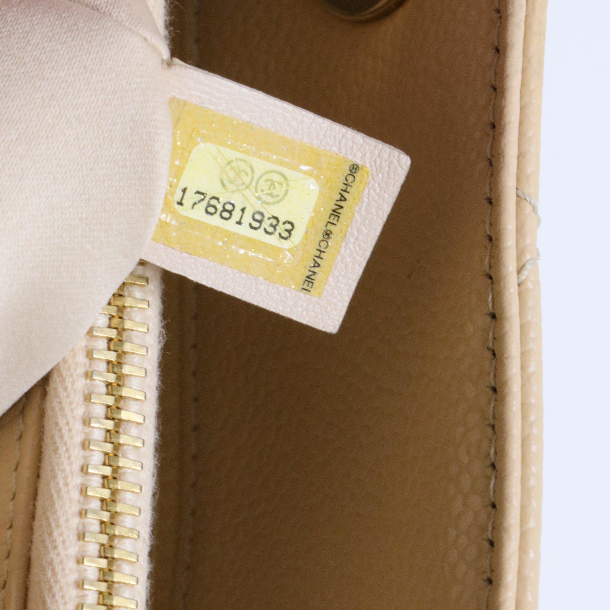 Beige Quilted Caviar Leather Grand Shopping Tote