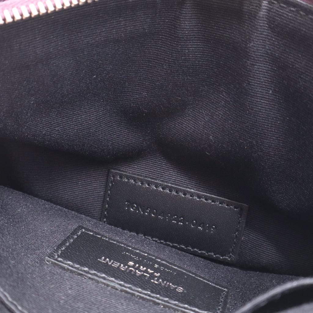 Saint Laurent Grain De Poudre Chevron Monogram Bill Pouch Dark Grape W21242