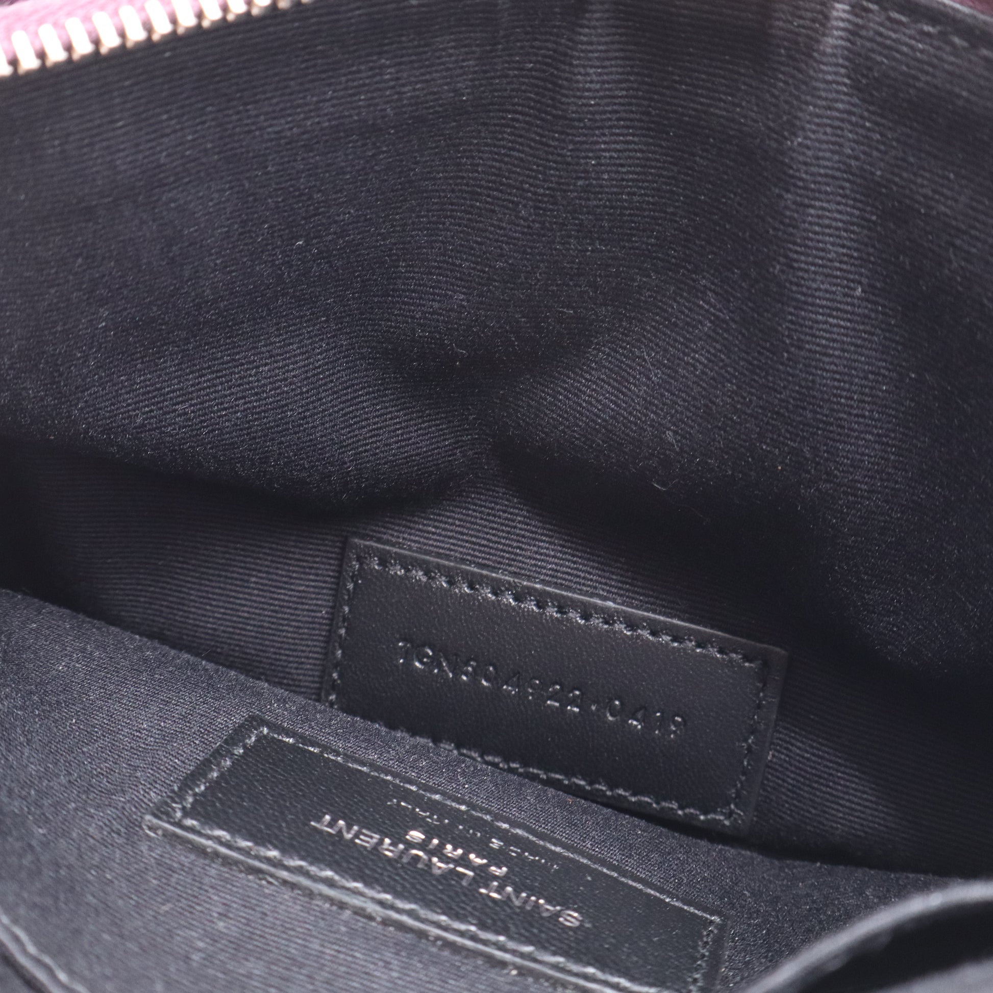Saint Laurent Grain De Poudre Chevron Monogram Bill Pouch Dark Grape W21242