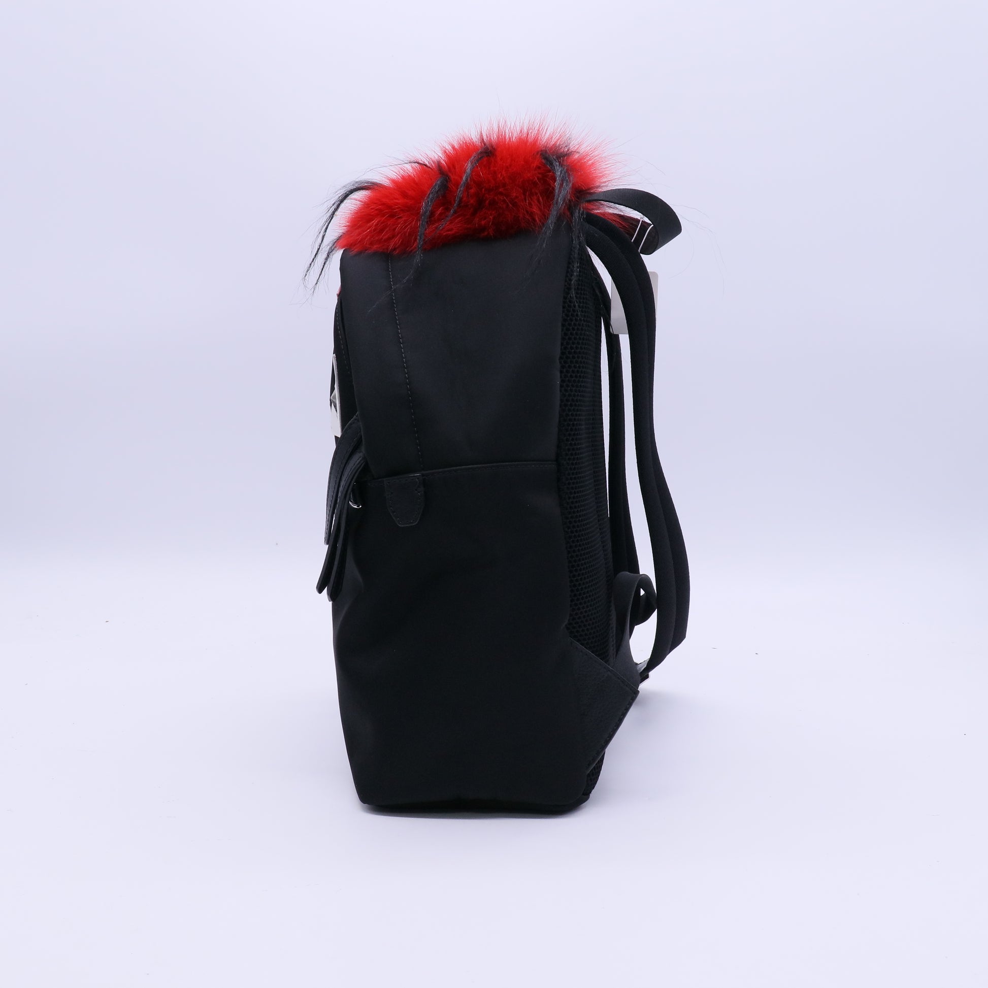 Fendi Black Nylon/Leather/Snakeskin Medium Monster Eyes Backpack Bag B21788