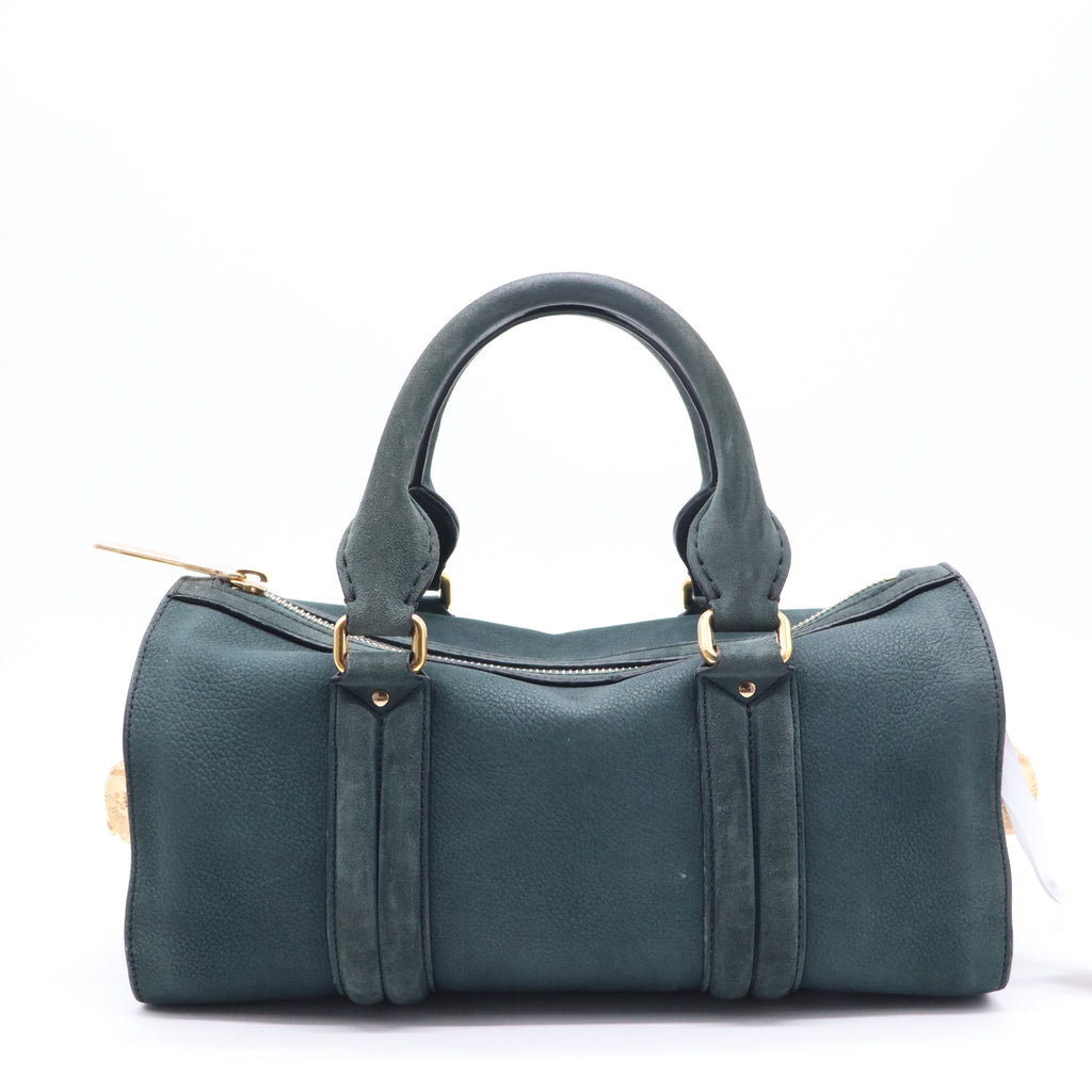 Burberry Medium Indigo Green Suede Leather Bowler Bag  B21559