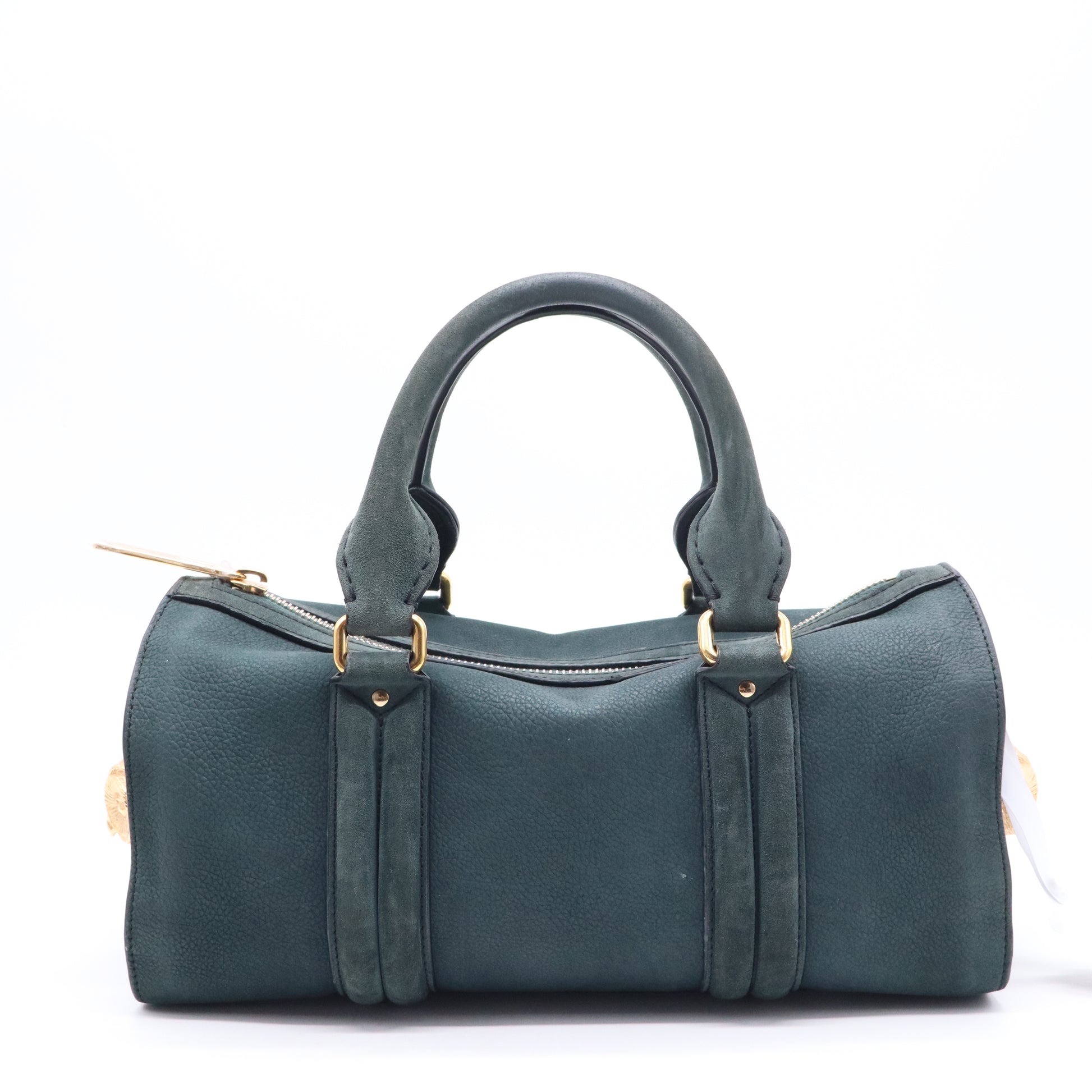 Burberry Medium Indigo Green Suede Leather Bowler Bag  B21559