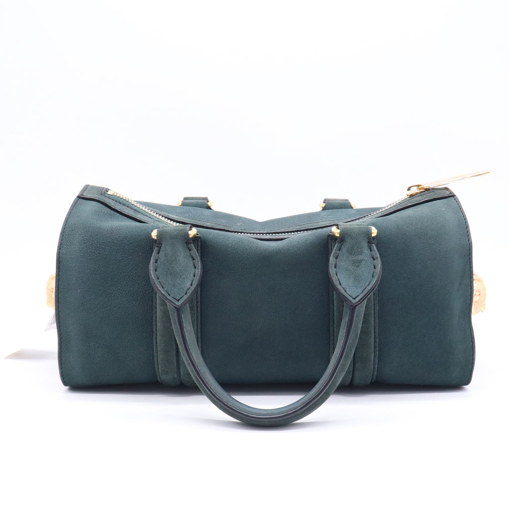Burberry Medium Indigo Green Suede Leather Bowler Bag  B21559